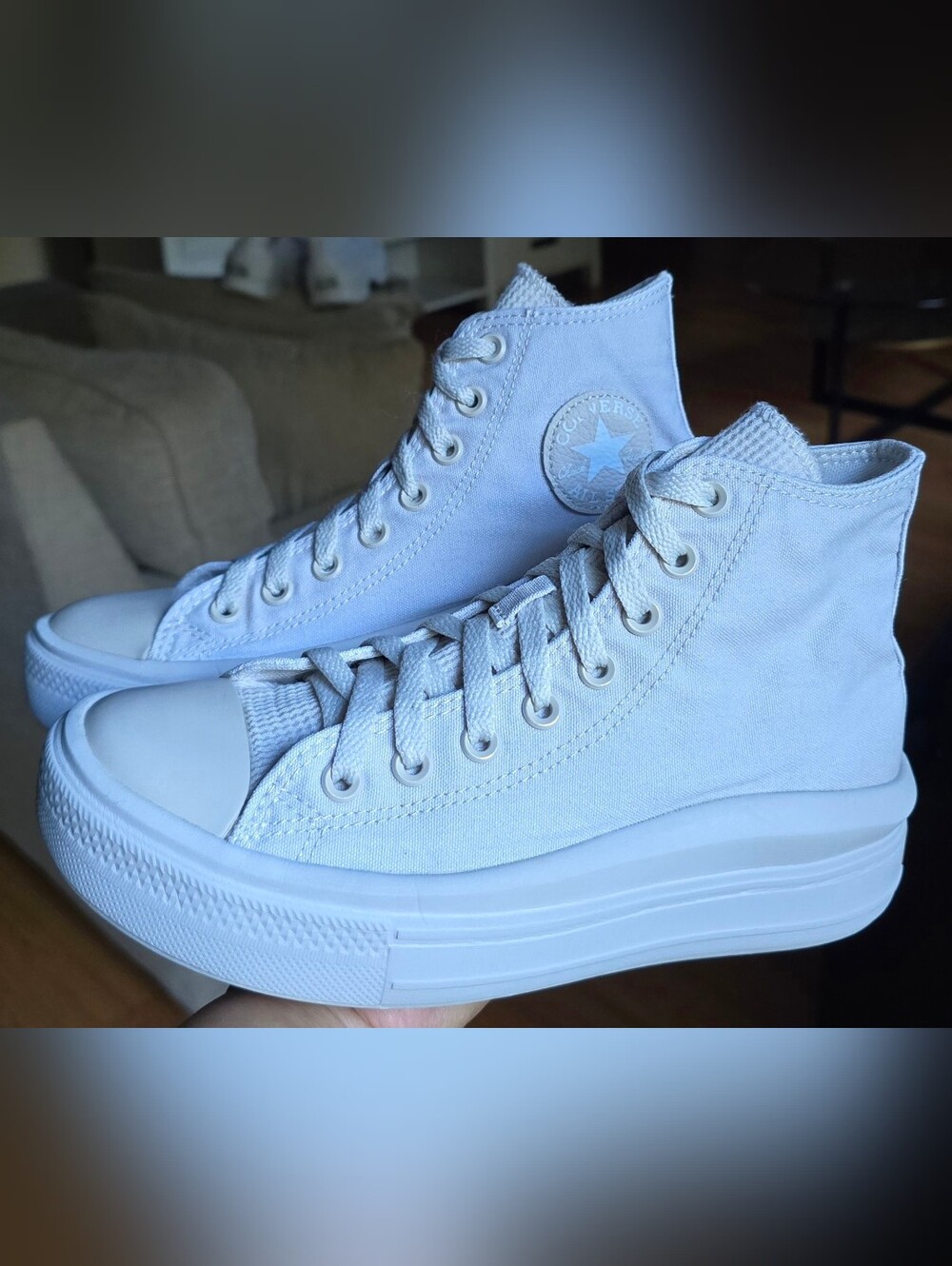 Sz 8 Women's CONVERSE CTAS MOVE PLATFORM HI Light Grey